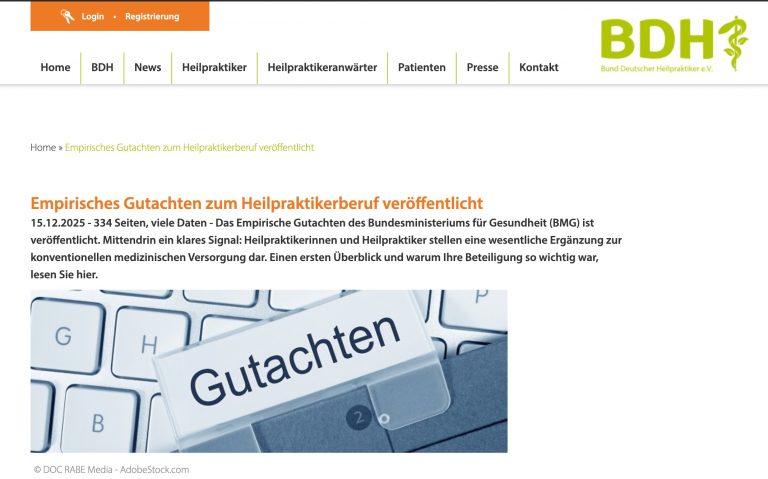 Jetzt amtlich:      Empirisches Gutachten zum Heilpraktikerwesen